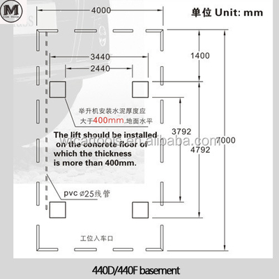 4000kg 들어올림 용량 4 포스트 자동차 호프트 4720mm 길이 2.2KW 모터 전력