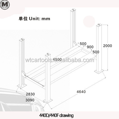 4000kg 들어올림 용량 4 포스트 자동차 호프트 4720mm 길이 2.2KW 모터 전력