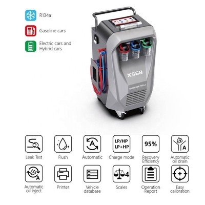 3/8HP 압축기 X568 자동차 AC 회수 기계 플러싱 기능과 프린터 내장
